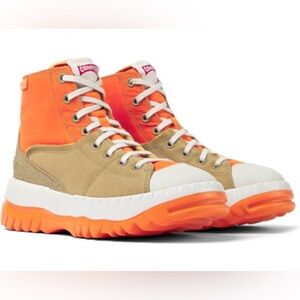 Camper Orange and Tan Sneaker Boots
